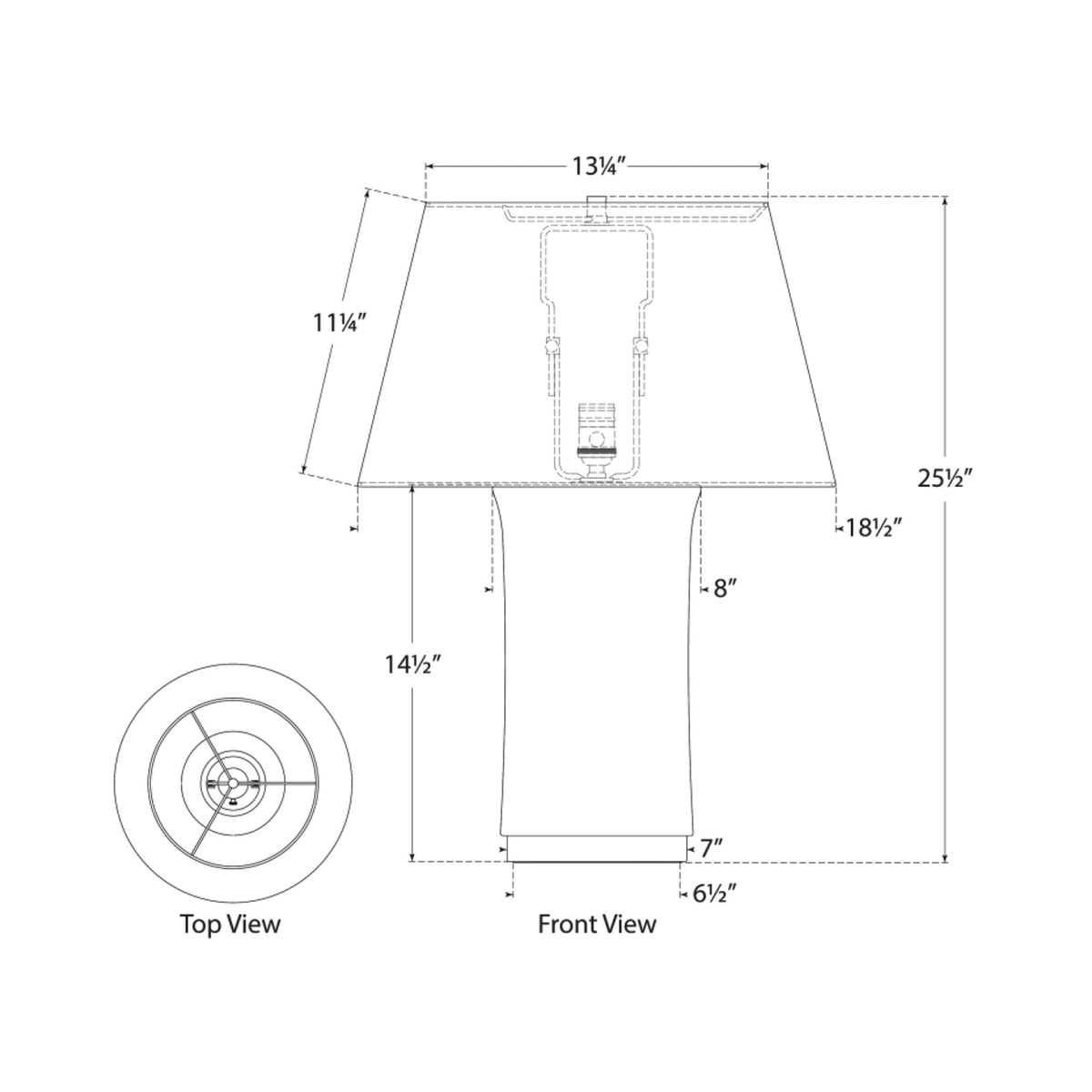 Damson Table Lamp - line drawing.