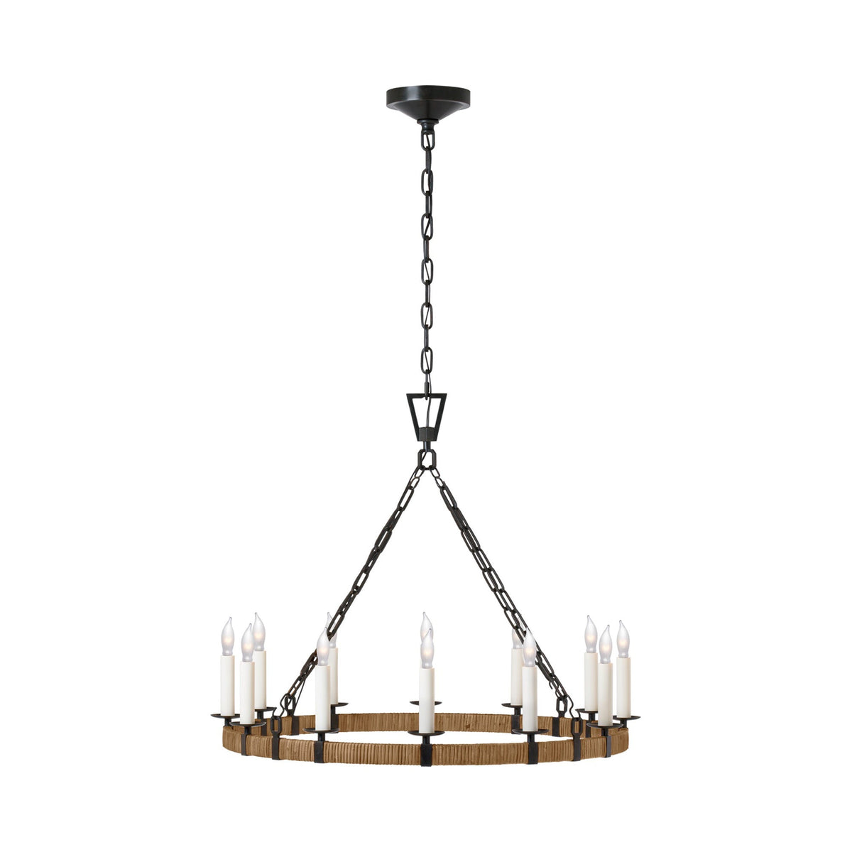 Darlana Rattan Wrapped Ringed LED Chandelier.