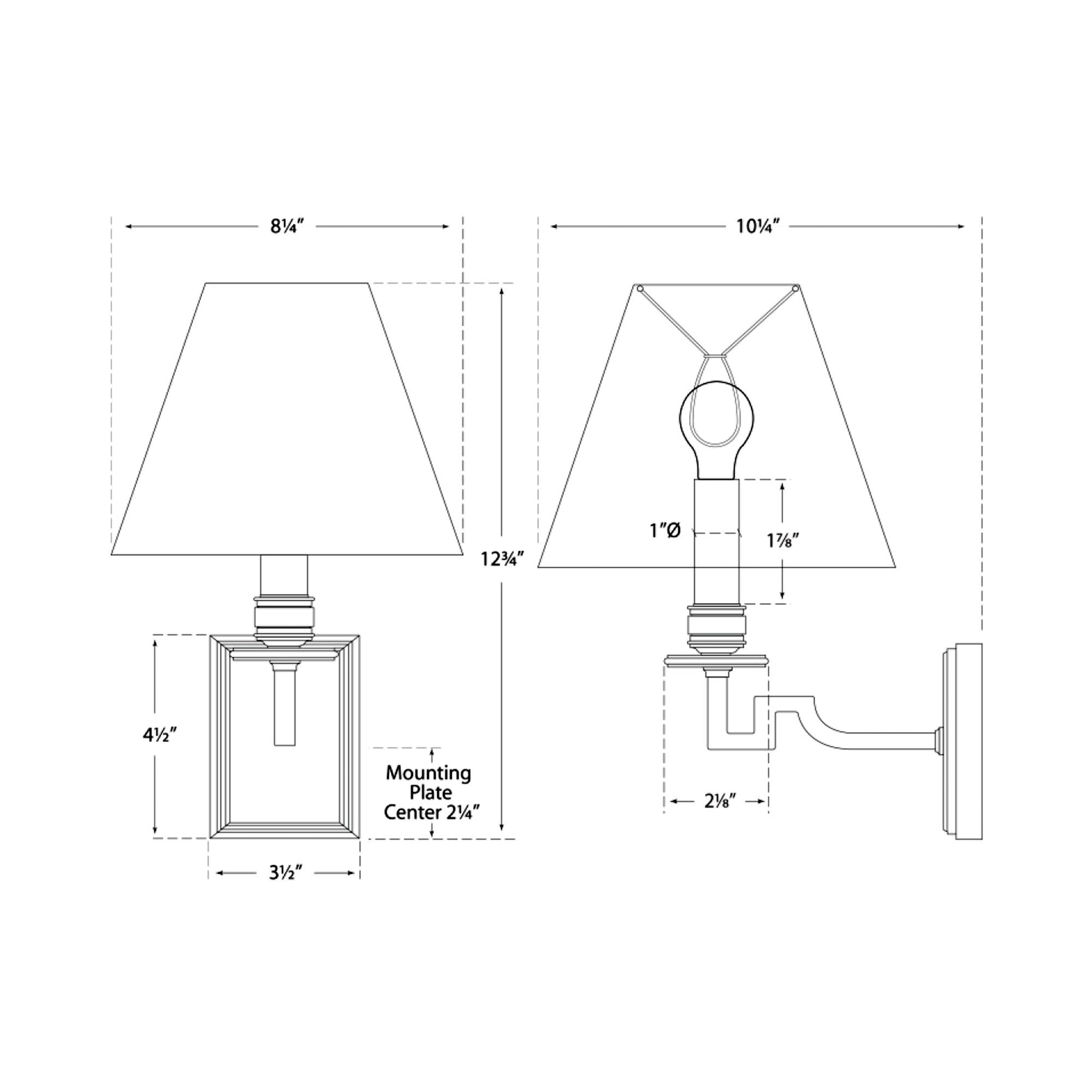 Dean Swing Arm Wall Light - line drawing.