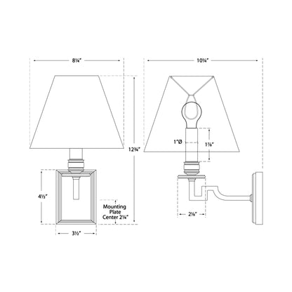Dean Swing Arm Wall Light - line drawing.