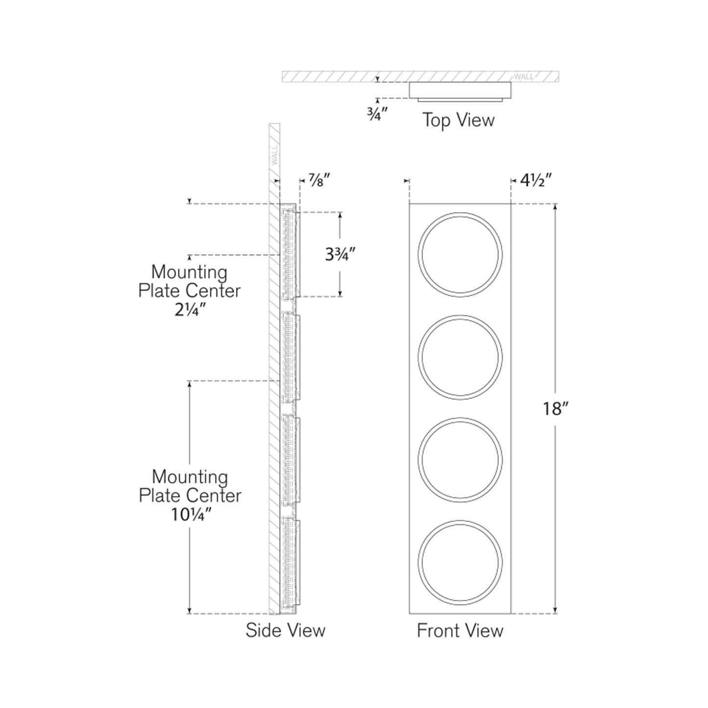Dichotomy LED Wall Light - line drawing.