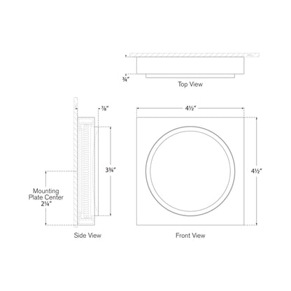 Dichotomy Square LED Wall Light - line drawing.