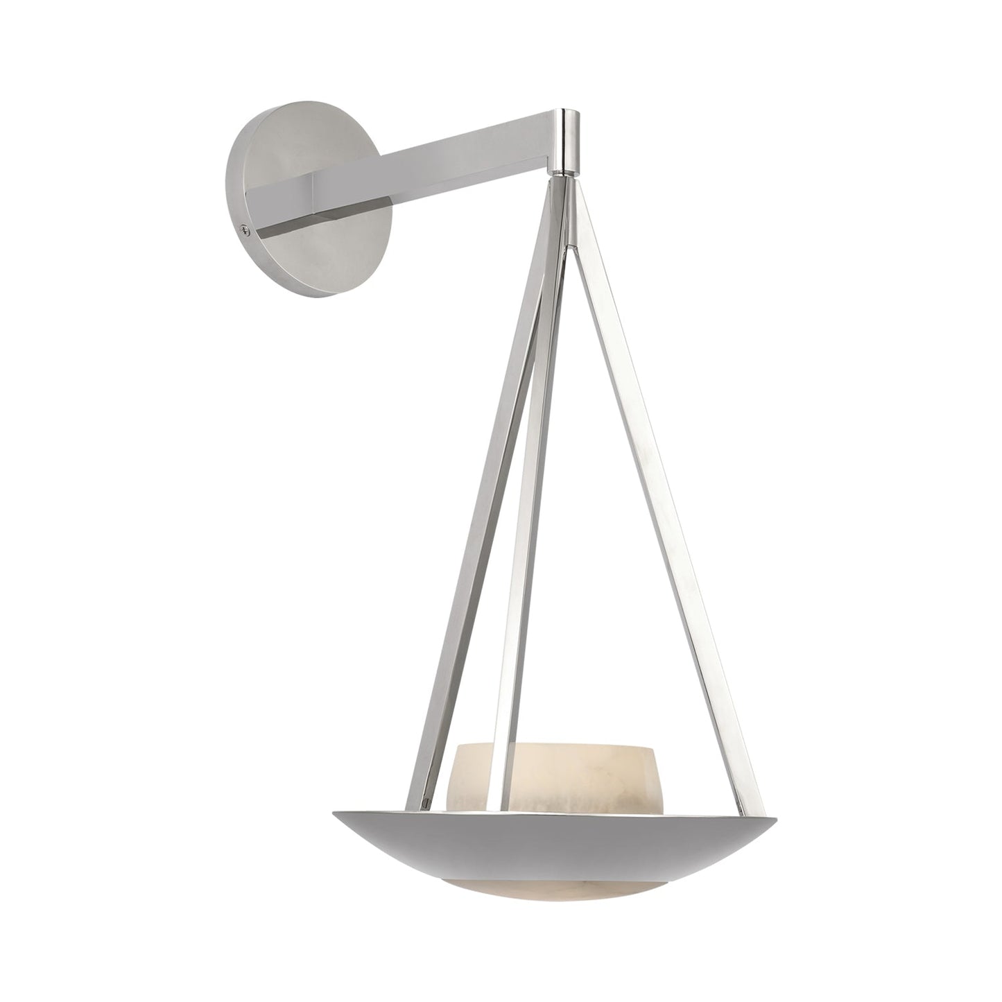 Divina Floating Bowl LED Wall Light in Polished Nickel.