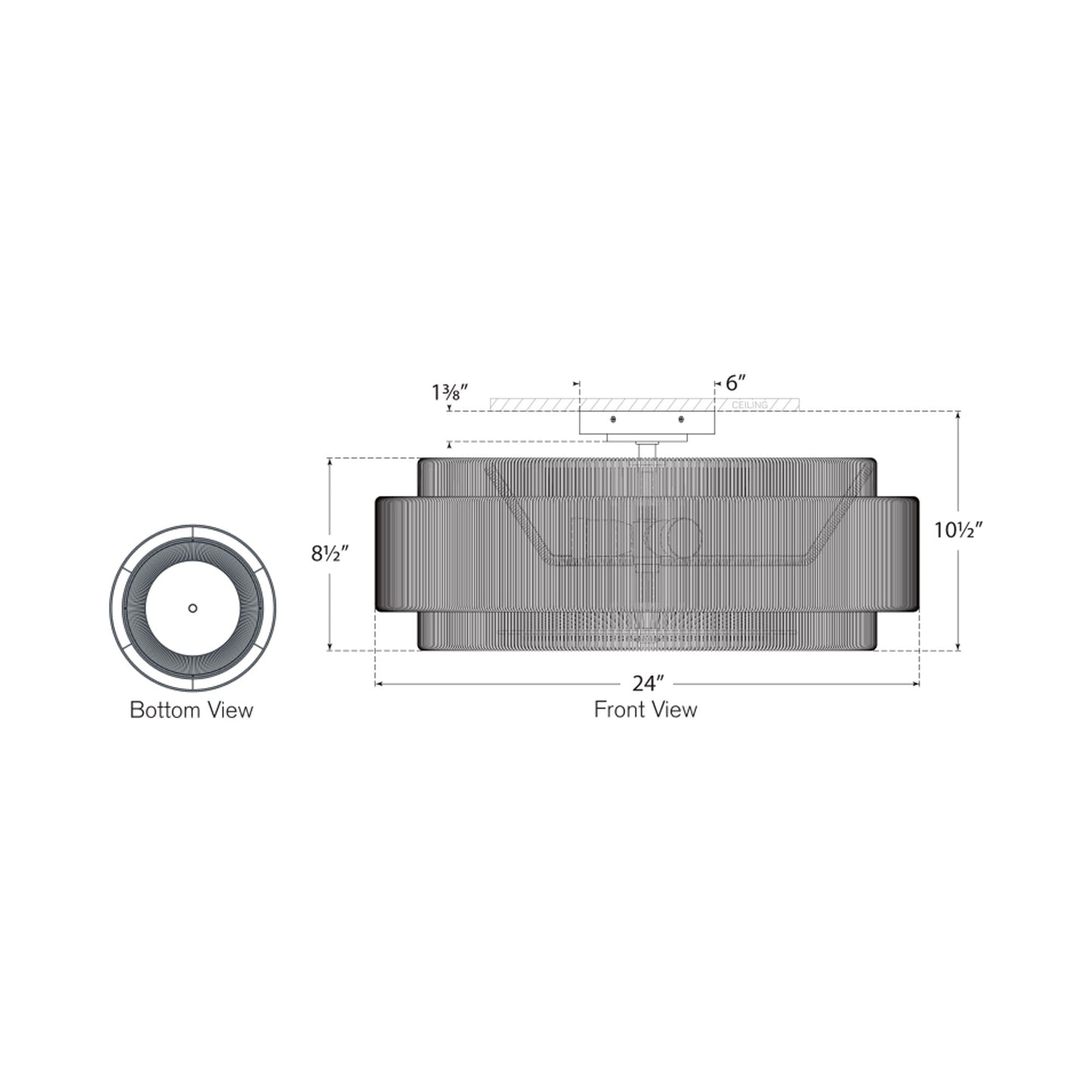 Dorado Flush Mount Ceiling Light - line drawing.