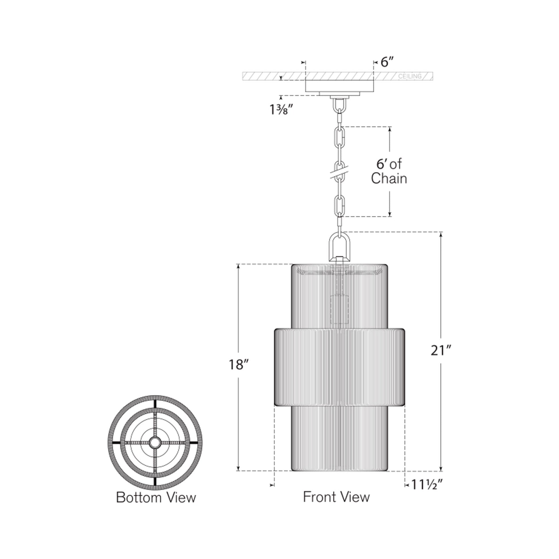 Dorado Pendant Light - line drawing.
