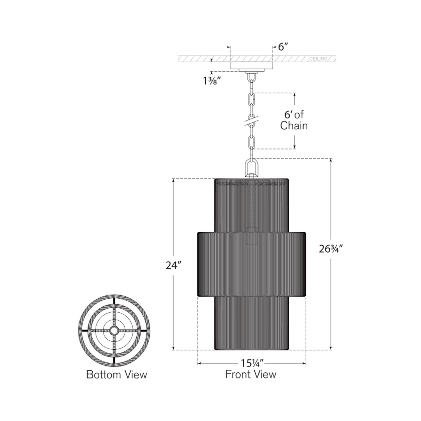 Dorado Pendant Light - line drawing.