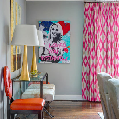 Dover Table Lamp with Linen Shade in living room.