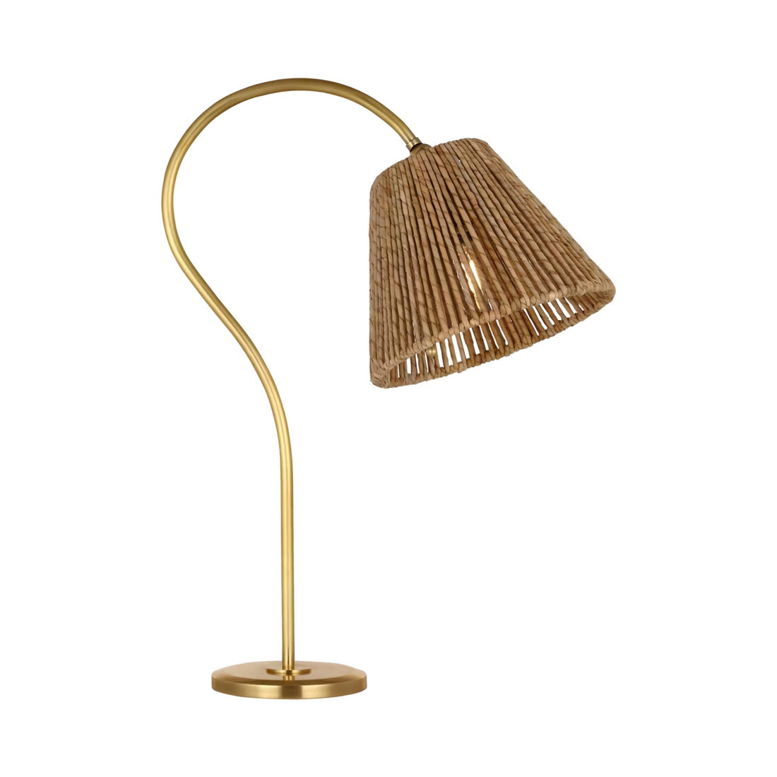 Dume Table Lamp in Hand-Rubbed Antique Brass/Natural Abaca.