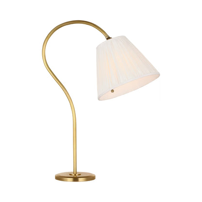 Dume Table Lamp in Hand-Rubbed Antique Brass/Silk Pleated.