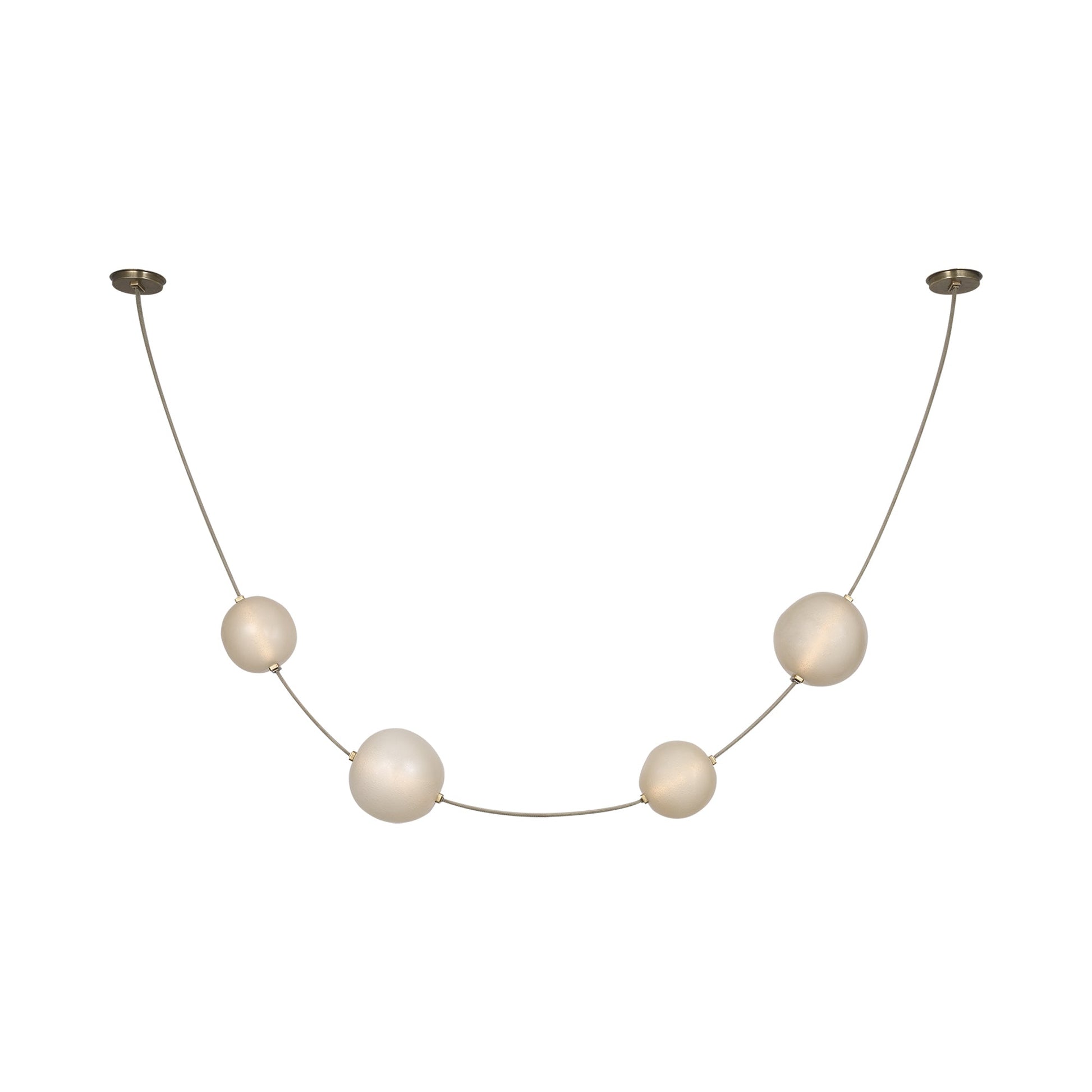 Dune Belted LED Pendant Light in Ash Suede and Mottled Brass.