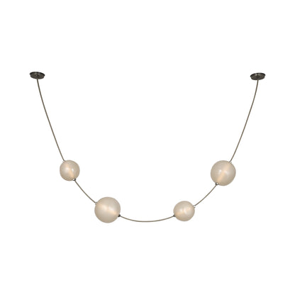 Dune Belted LED Pendant Light in Ash Suede and Mottled Pewter.