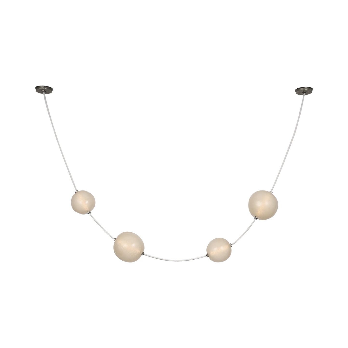 Dune Belted LED Pendant Light in Bone Suede and Mottled Pewter.