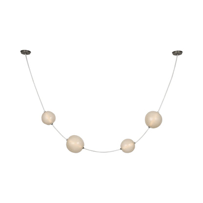 Dune Belted LED Pendant Light in Bone Suede and Mottled Pewter.