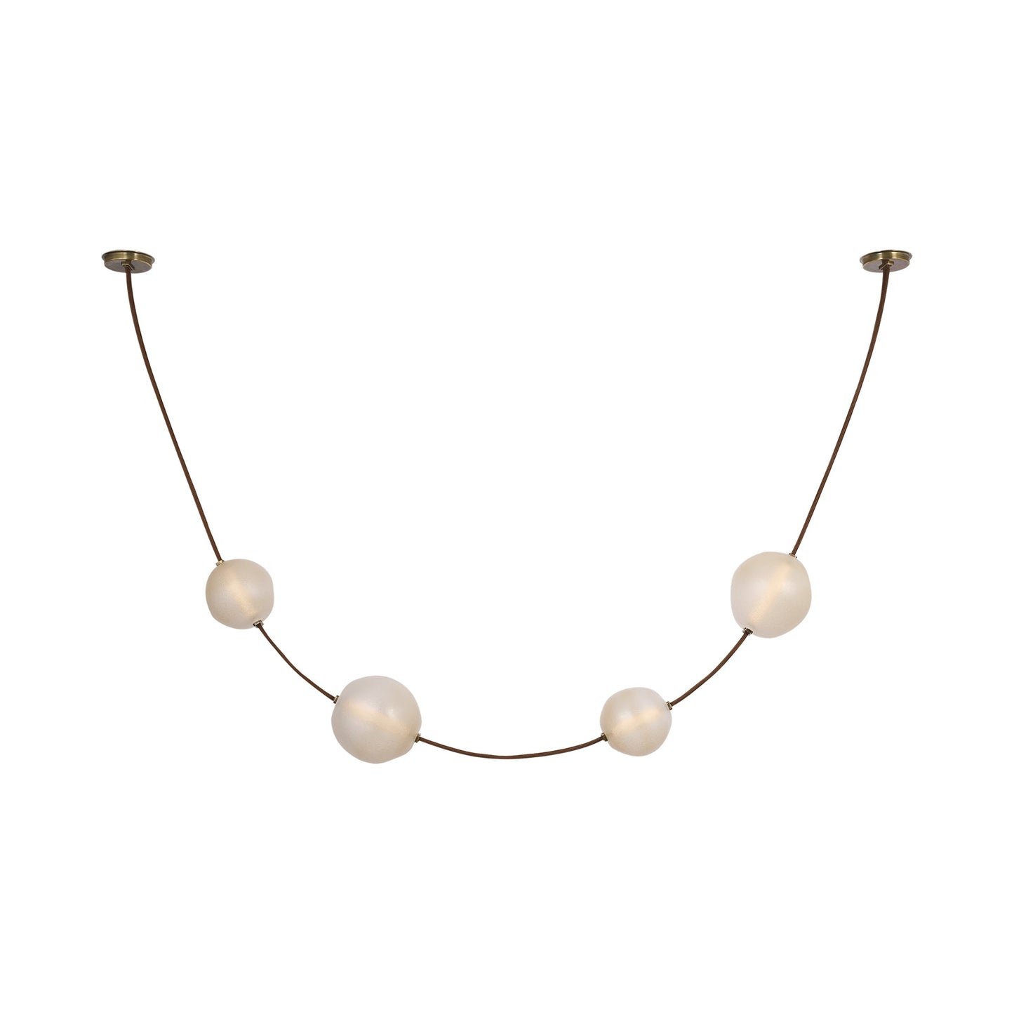 Dune Belted LED Pendant Light in Russet Suede and Mottled Brass.