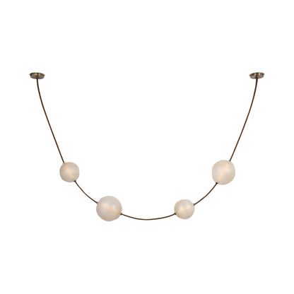 Dune Belted LED Pendant Light in Russet Suede and Mottled Brass.