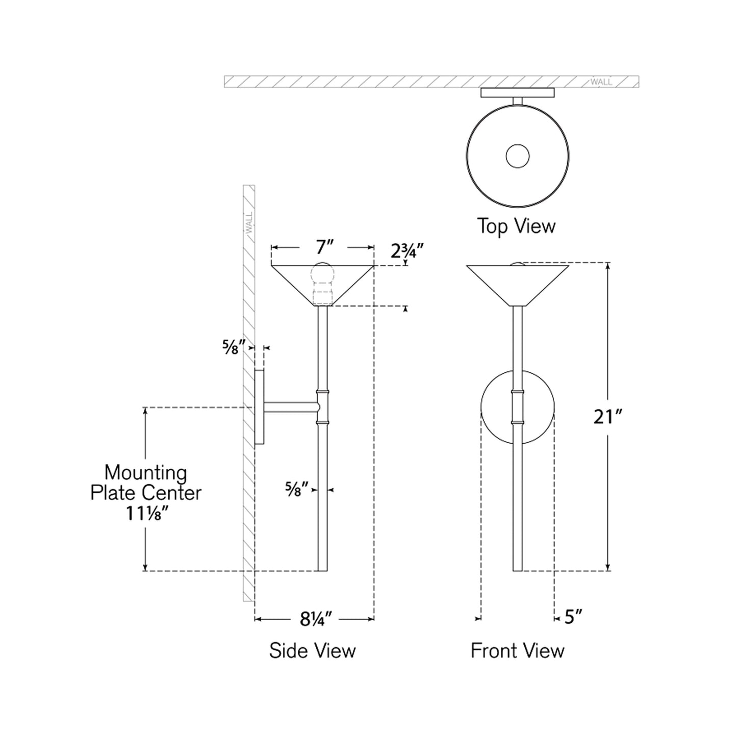 Eleanor Wall Light - line drawing.