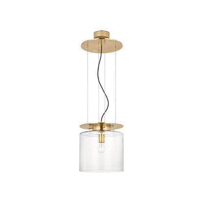 Elias Floating Pendant Light in Antique-Burnished Brass (Clear Glass/13-Inch).