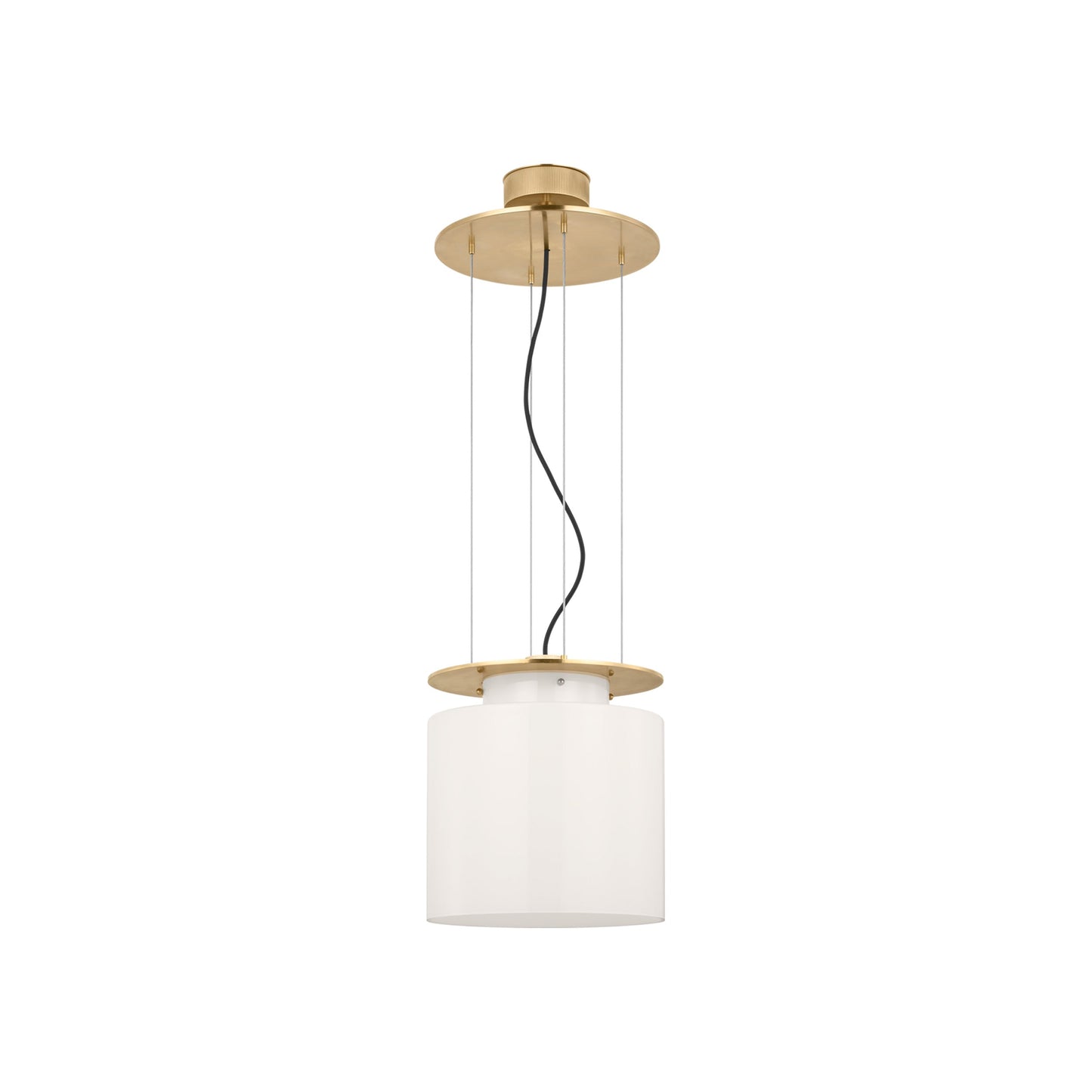 Elias Floating Pendant Light in Antique-Burnished Brass (White Glass/13-Inch).