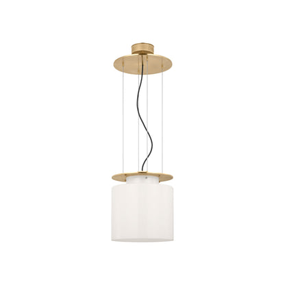 Elias Floating Pendant Light in Antique-Burnished Brass (White Glass/13-Inch).