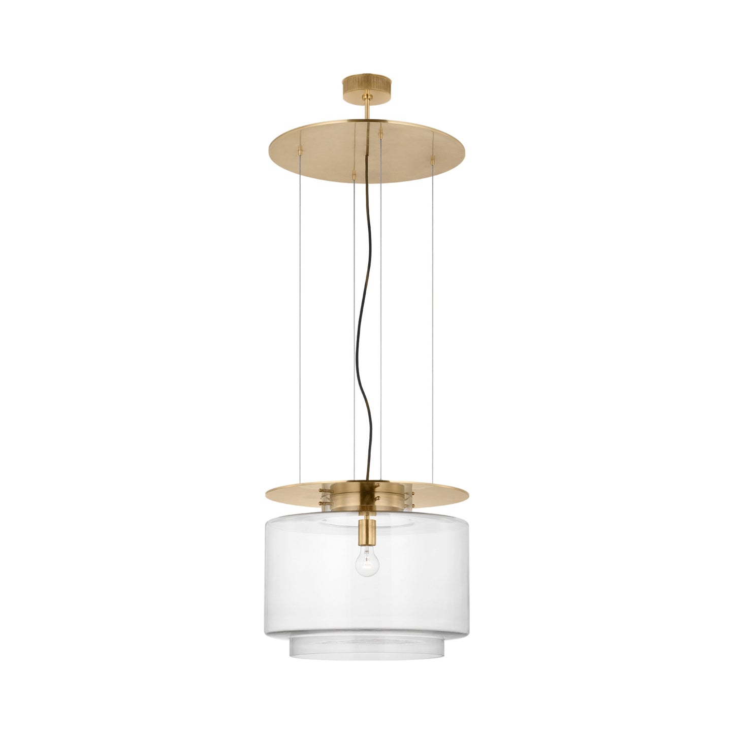 Elias Floating Pendant Light in Antique-Burnished Brass (Clear Glass/20-Inch).