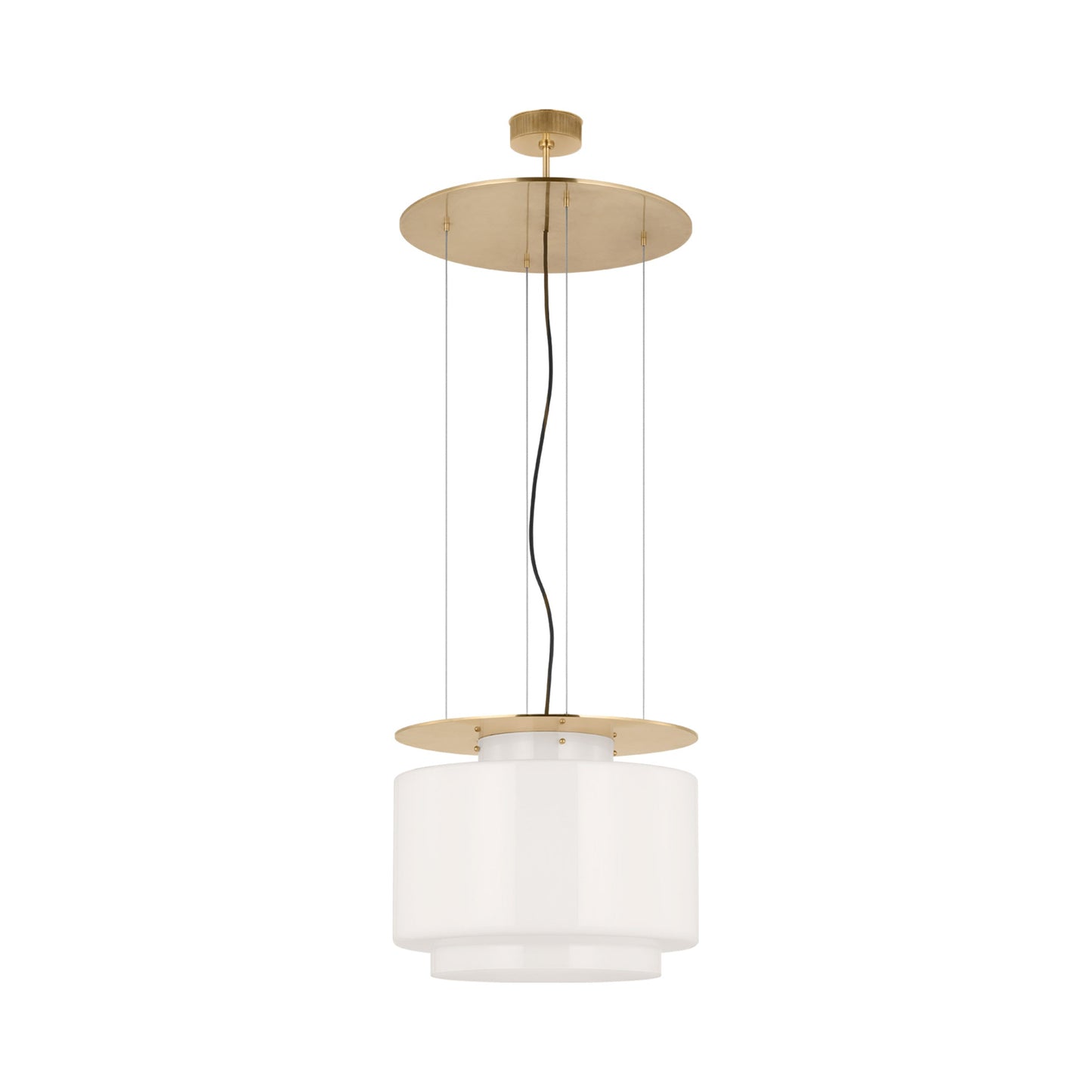 Elias Floating Pendant Light in Antique-Burnished Brass (White Glass/20-Inch).