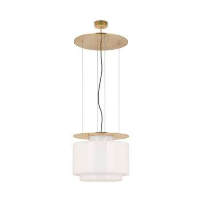 Elias Floating Pendant Light in Antique-Burnished Brass (White Glass/20-Inch).