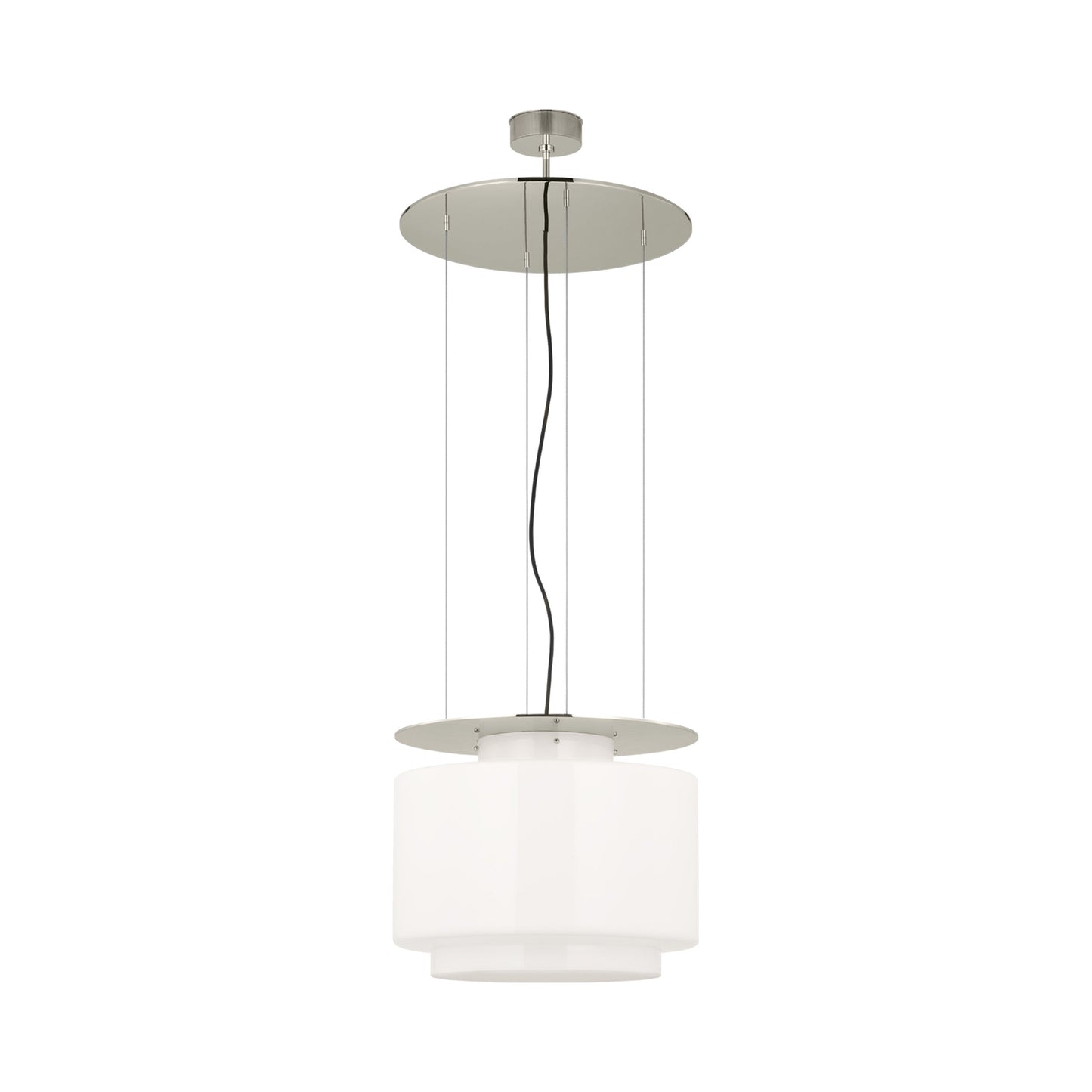Elias Floating Pendant Light in Polished Nickel (White Glass/20-Inch).