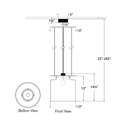 Elias Floating Pendant Light - line drawing.