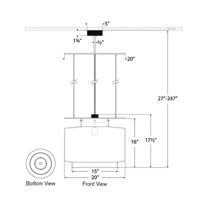 Elias Floating Pendant Light - line drawing.