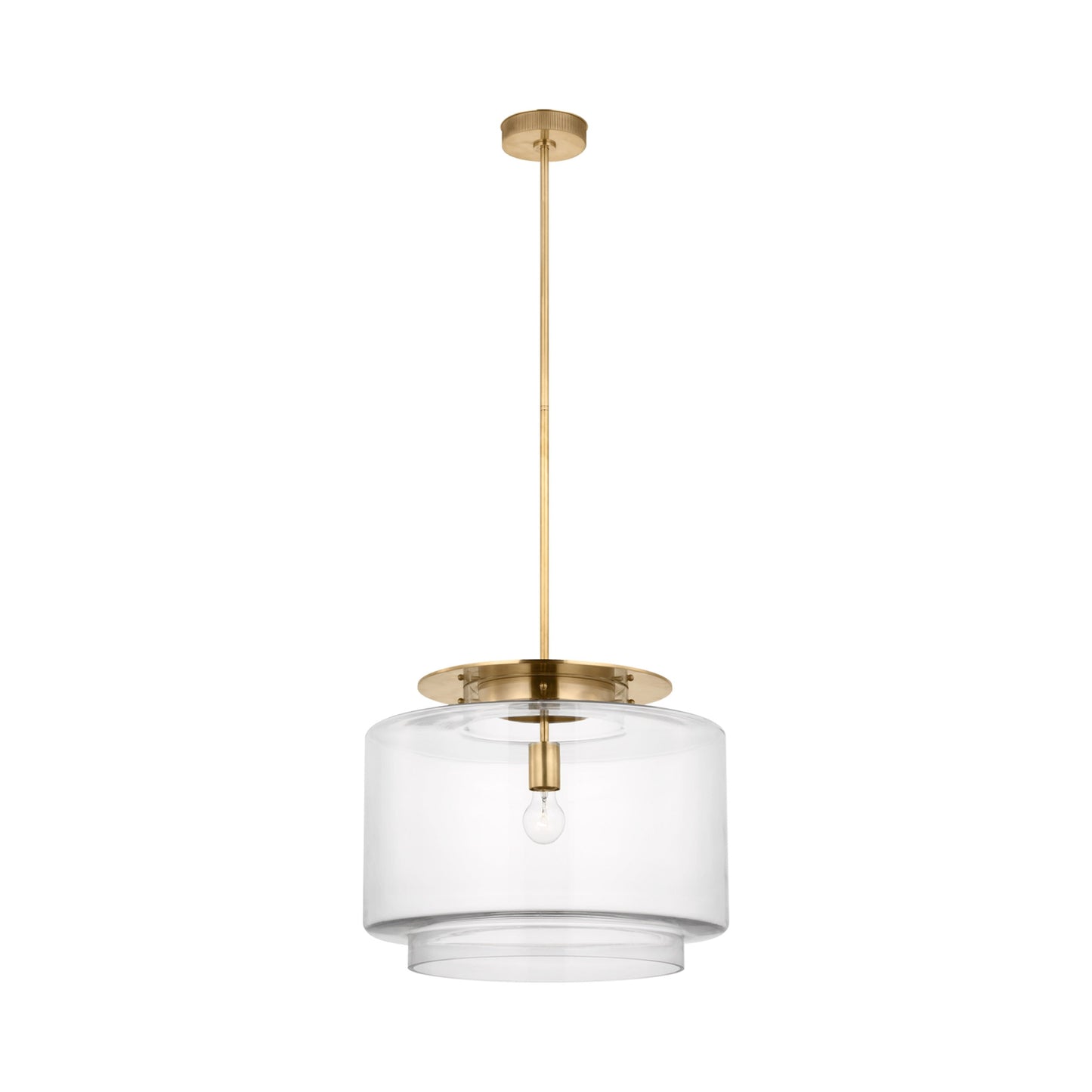 Elias Pendant Light in Antique-Burnished Brass (Clear Glass).