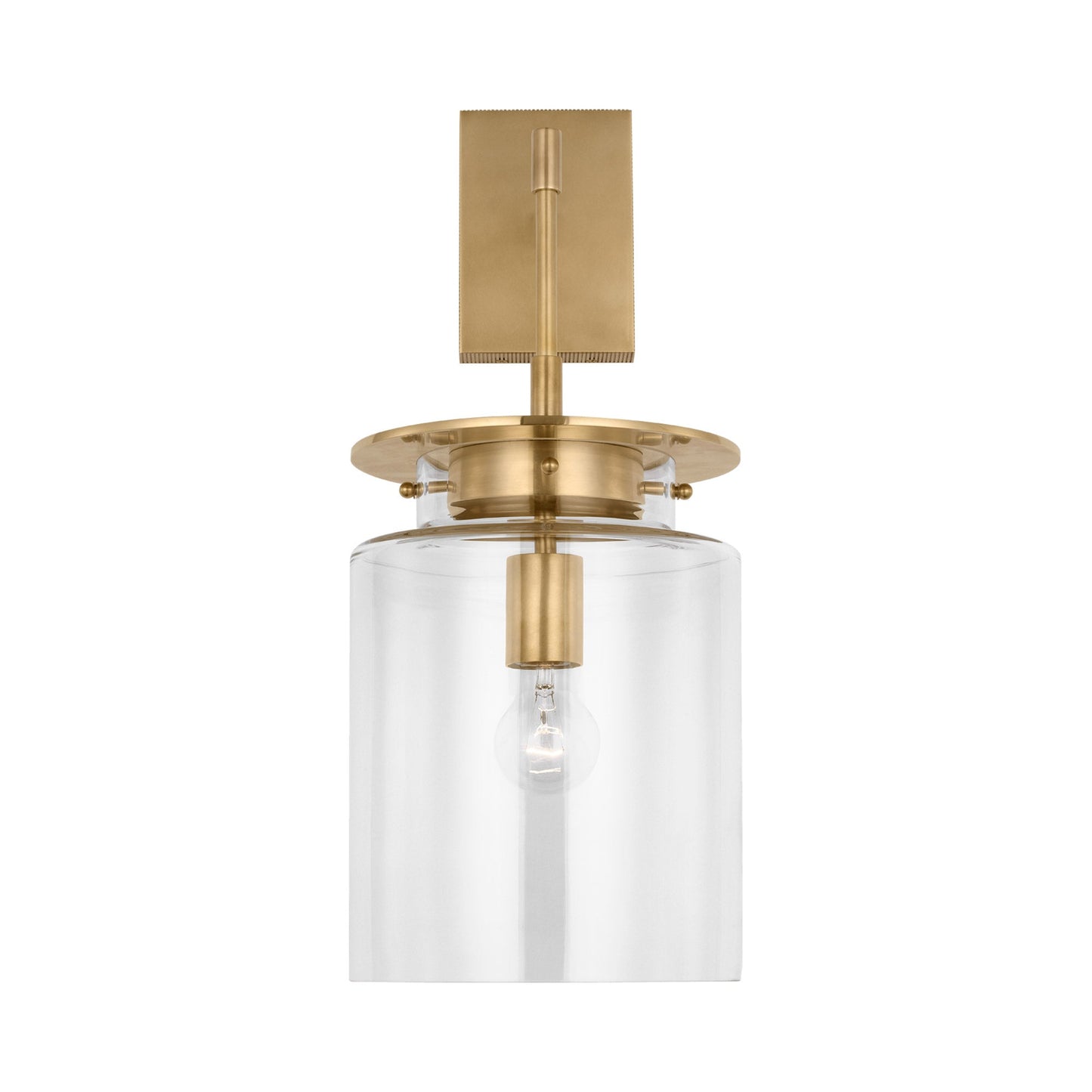 Elias Wall Light in Antique-Burnished Brass (Clear Glass).