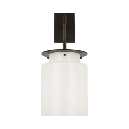 Elias Wall Light in Bronze (White Glass).