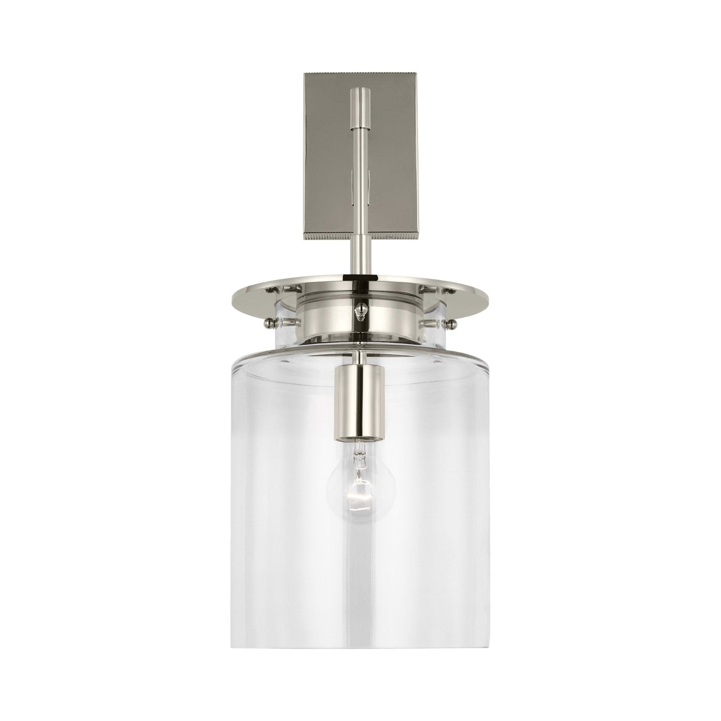 Elias Wall Light in Polished Nickel (Clear Glass).