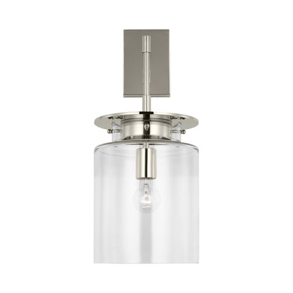 Elias Wall Light in Polished Nickel (Clear Glass).