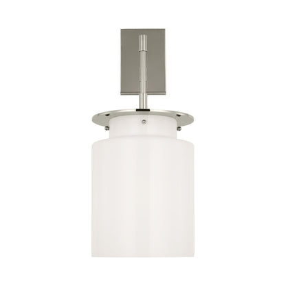 Elias Wall Light in Polished Nickel (White Glass).