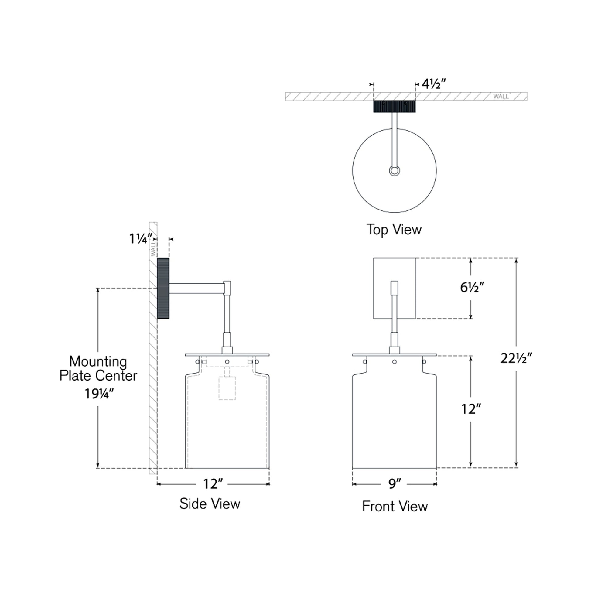 Elias Wall Light - line drawing.