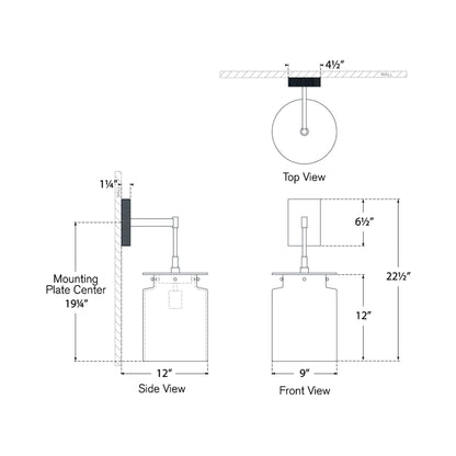 Elias Wall Light - line drawing.