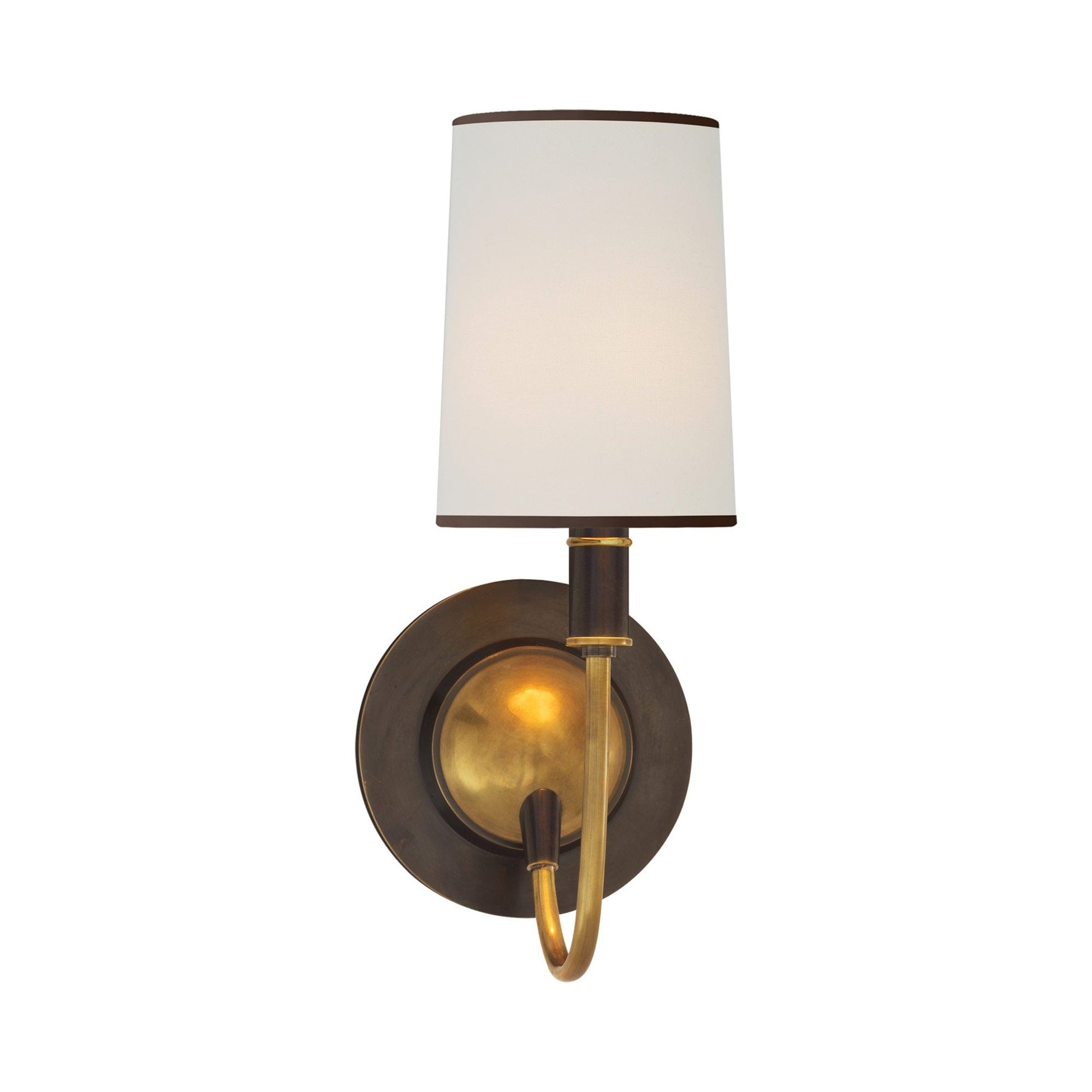 Elkins Wall Light in Bronze with Antique Brass/Linen with Black Trim (1-Light).
