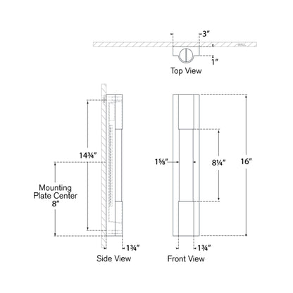 Ellington LED Bath Wall Light - line drawing.