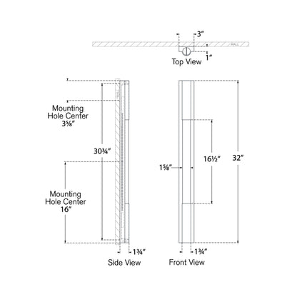 Ellington LED Bath Wall Light - line drawing.