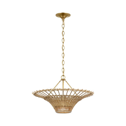 Elona Chandelier in Blonde Wicker (24-Inch).