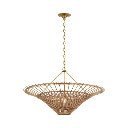 Elona Chandelier in Natural Wicker (36-Inch).
