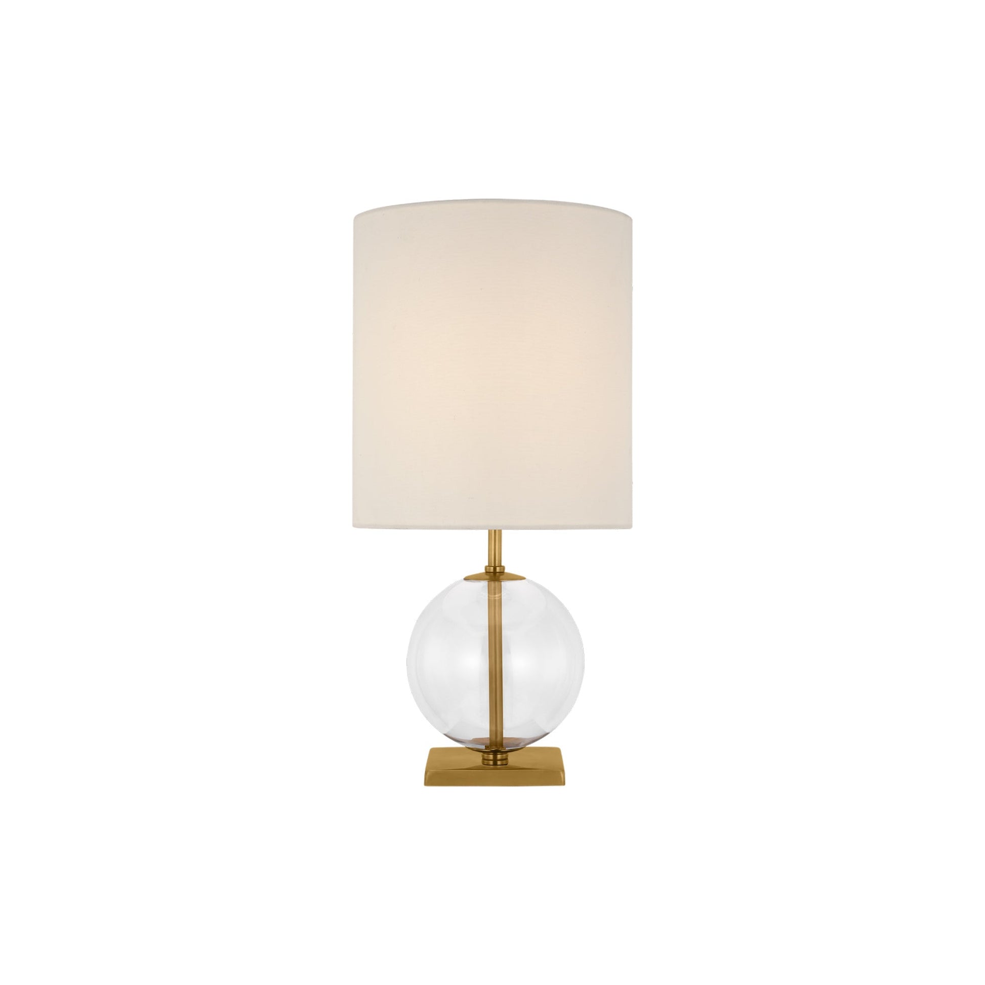 Elsie Table Lamp in Clear Glass/Cream Linen (Small).