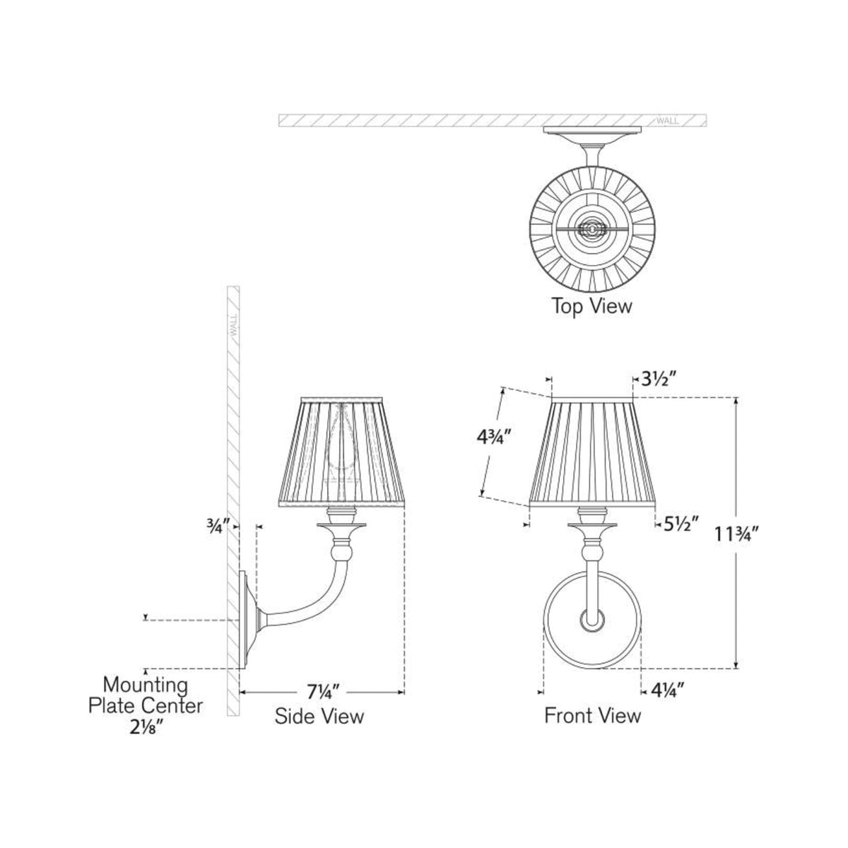 Embers Single Wall Light - line drawing.