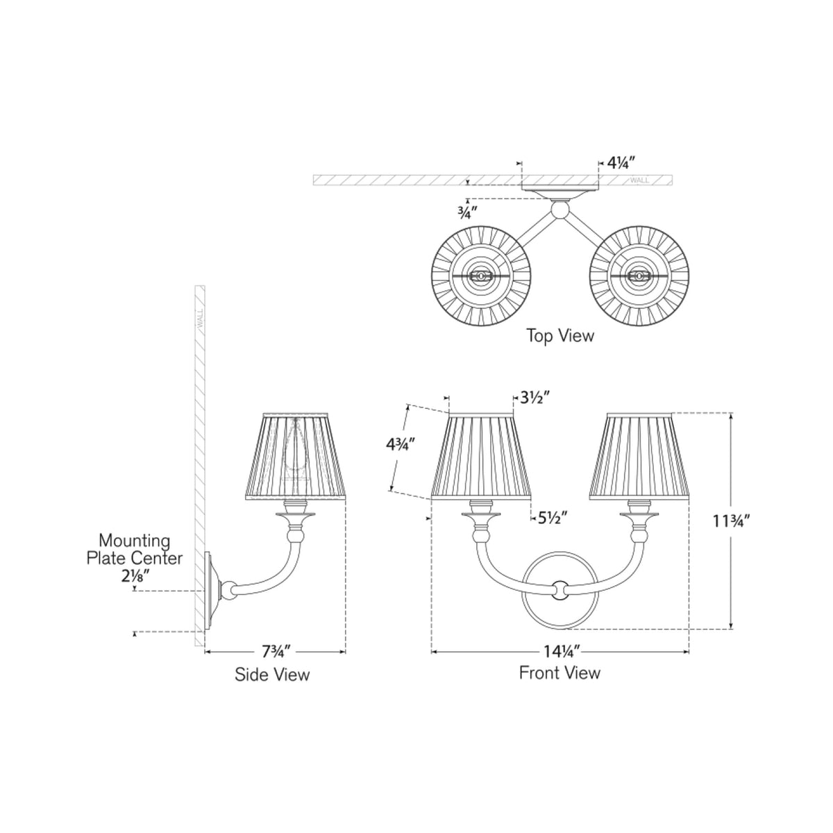 Embers Wall Light - line drawing.