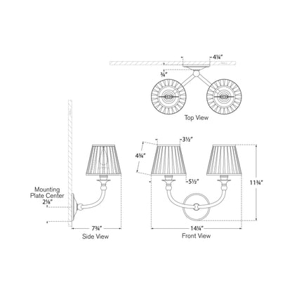 Embers Wall Light - line drawing.