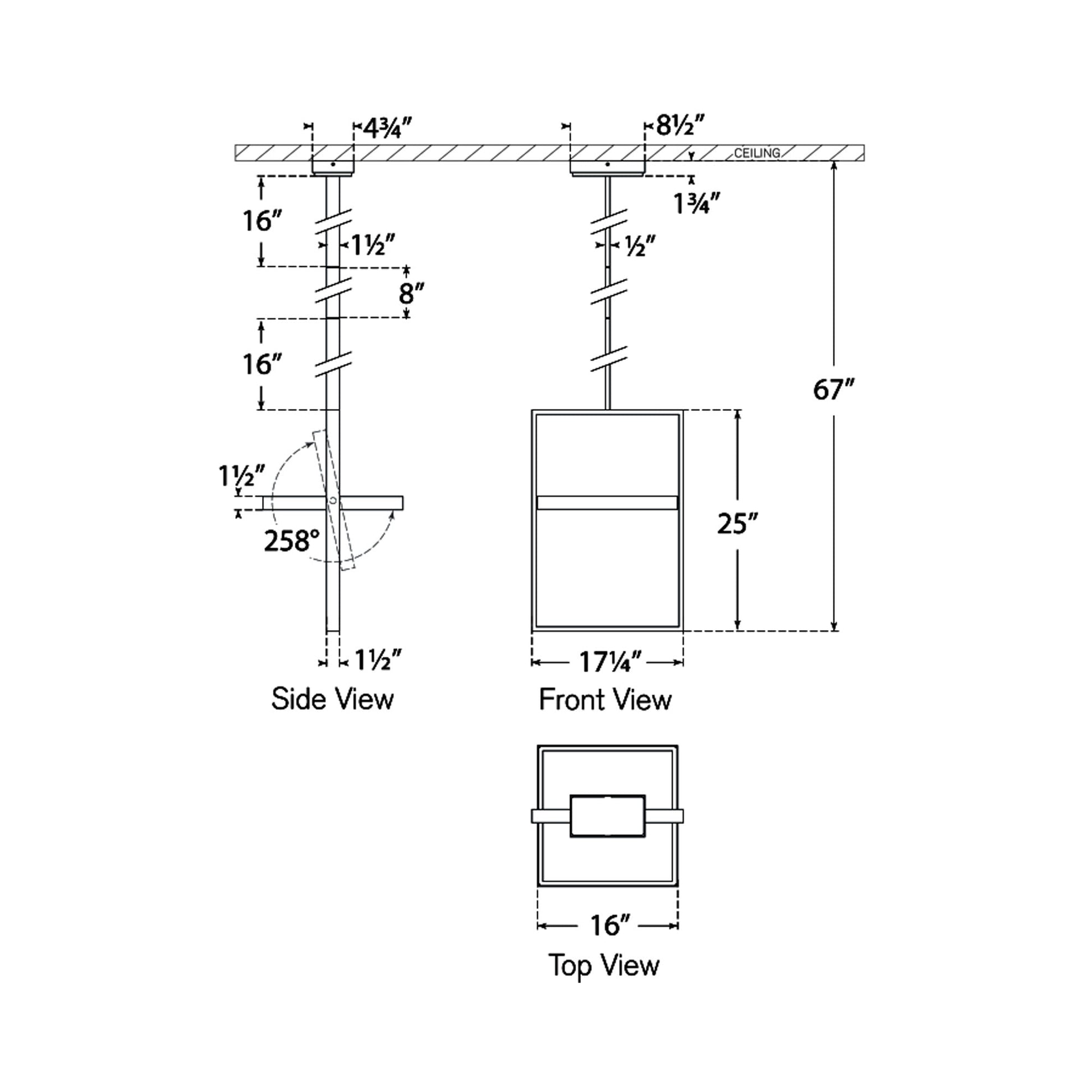 Entoure LED Pendant Light - line drawing.
