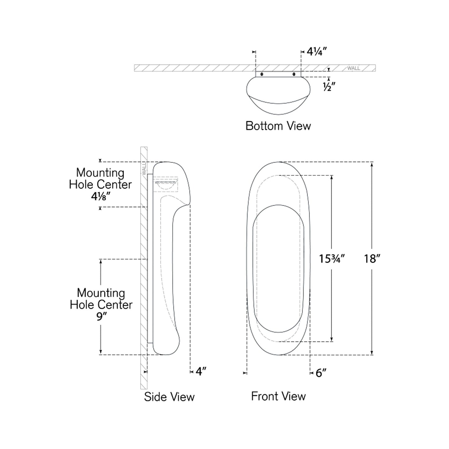 Esculpa LED Wall Light - line drawing.