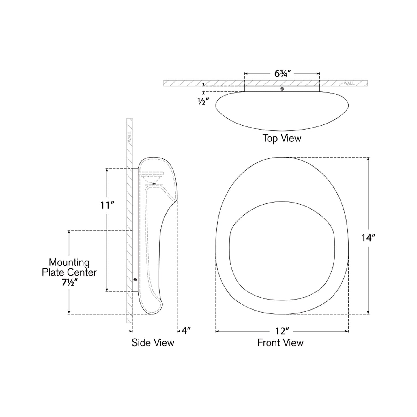 Esculpa Rounded Outdoor LED Wall Light - line drawing.