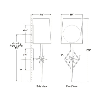 Etoile Wall Light - line drawing.